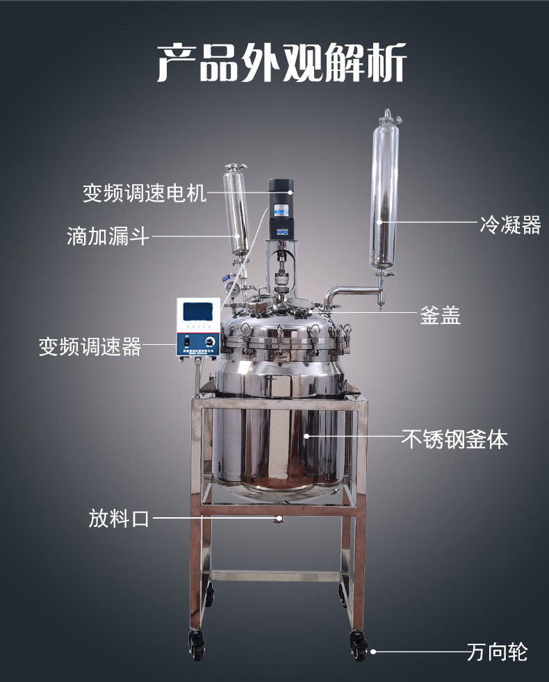 不锈钢反应釜 2L 5L 10L 20L 50L 100L